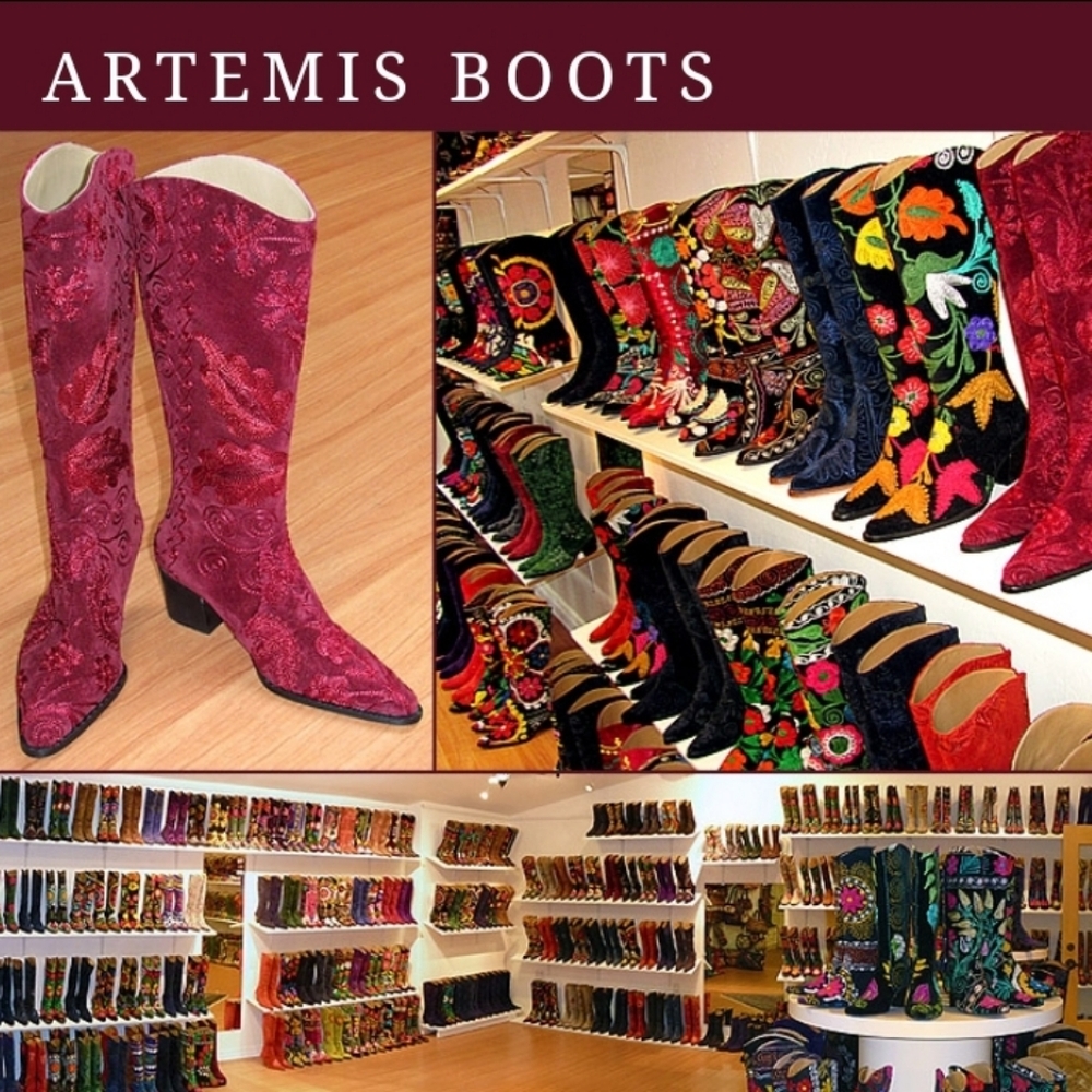 Authentic ARTEMIS Handmade Tapestry Boots Size 41